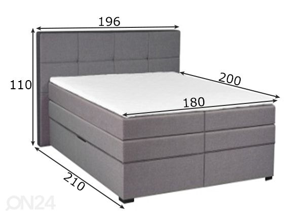 Jenkkisänky Tennessi Storage 180x200 cm mitat