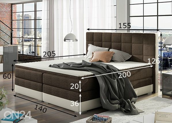 Jenkkisänky vuodevaatelaatikolla 140x200 cm mitat