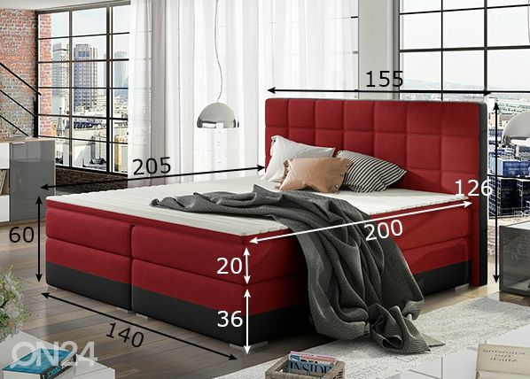 Jenkkisänky vuodevaatelaatikolla 140x200 cm mitat