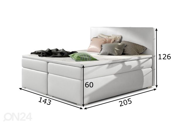 Jenkkisänky vuodevaatelaatikolla 140x200 cm mitat
