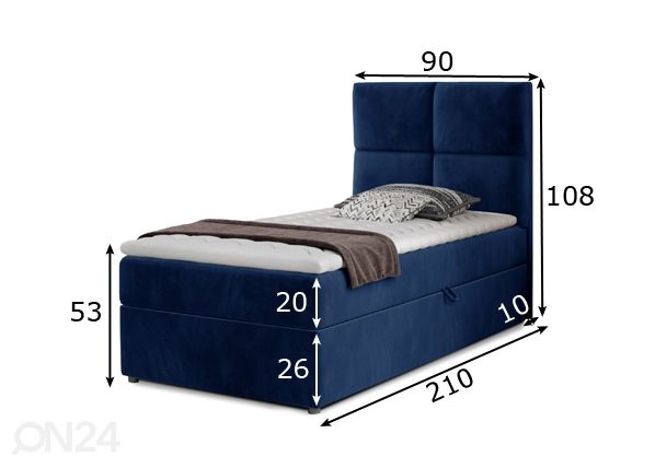 Jenkkisänky vuodevaatelaatikolla 90x200 cm mitat