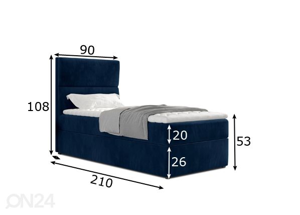 Jenkkisänky vuodevaatelaatikolla 90x200 cm mitat