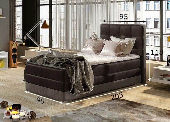 Jenkkisänky vuodevaatelaatikolla Kevin 90x200 cm mitat