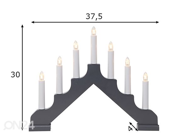 Joulukynttelikkö Ada, harmaa mitat
