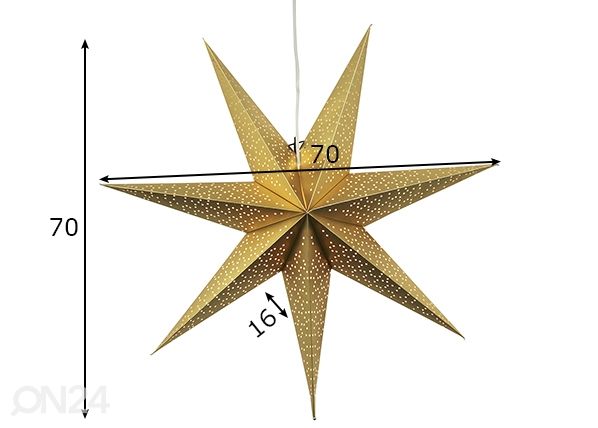 Joulutähti Dot 70 cm, kullanvärinen mitat
