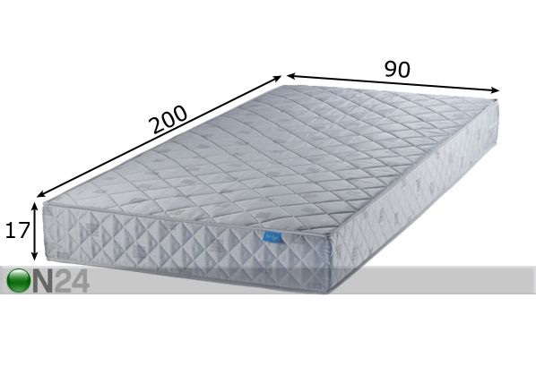 Joustinpatja BED4U POCKET 90x200 cm mitat