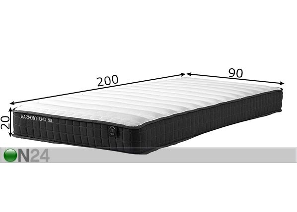 Joustinpatja Harmony Uno 90x200 cm mitat