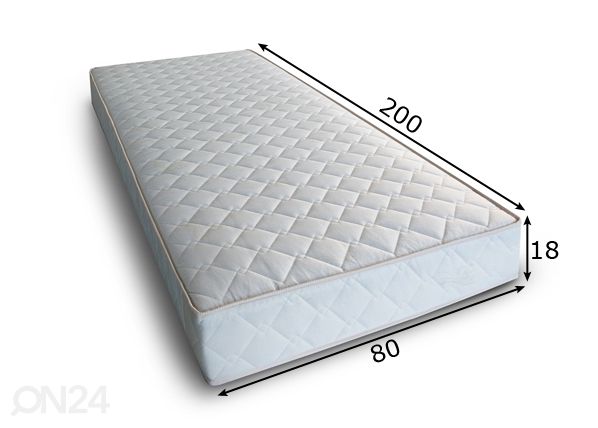 Joustinpatja INTER POCKET 80x200 cm, valkoinen kangas mitat