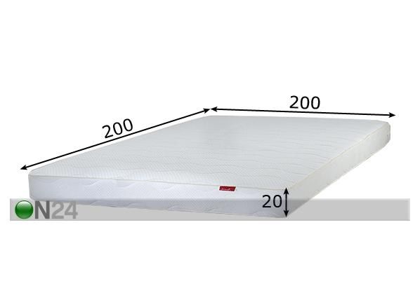 Joustinpatja LUX 2,1 200x200 cm mitat