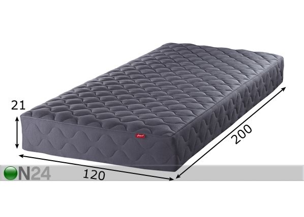 Joustinpatja LUX BLACK 2,1 120x200 cm mitat