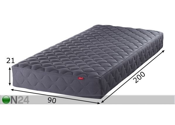 Joustinpatja LUX BLACK 2,1 90x200 cm mitat