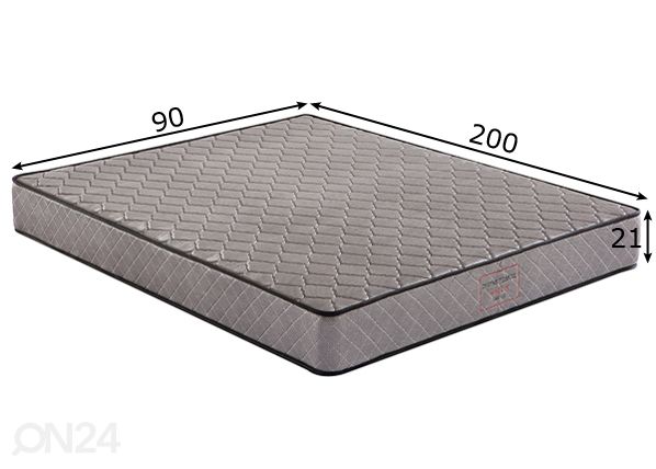 Joustinpatja Lux Pocket Silver 90x200 cm mitat
