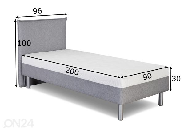 Joustinsänky Hypnos Hera Cork-päädyllä (pocket) 90x200 cm mitat