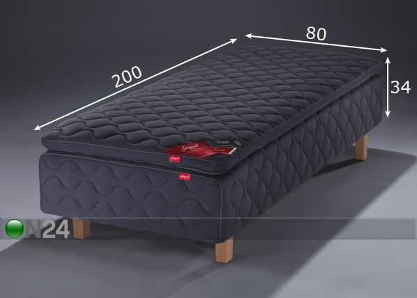 Joustinsänky RED ZONED tumma + TOP LATEX tumma 80x200 cm mitat