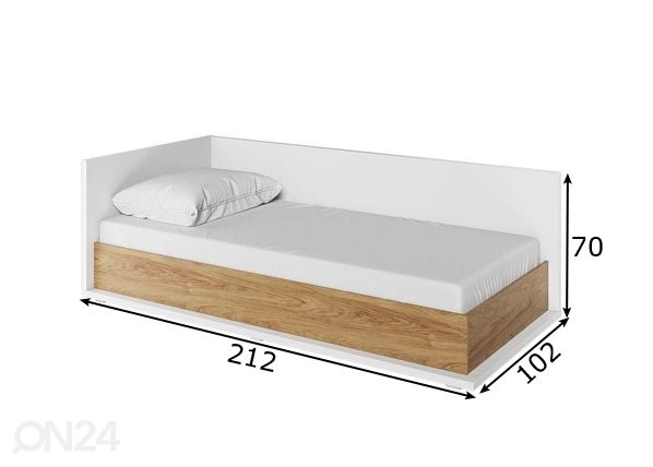 Joustinsänky vuodevaatelaatikolla 90x200 cm mitat