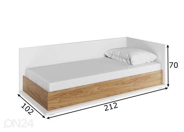 Joustinsänky vuodevaatelaatikolla 90x200 cm mitat