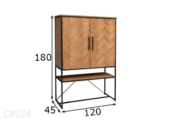 Kaappi/hylly Accent 120 cm mitat