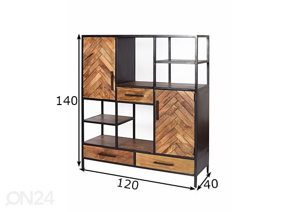 Kaappi/hylly Brooklyn 120 cm mitat
