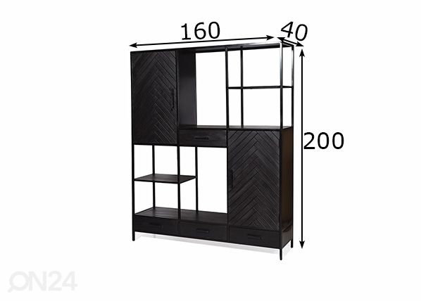 Kaappi/hylly York 160 cm mitat