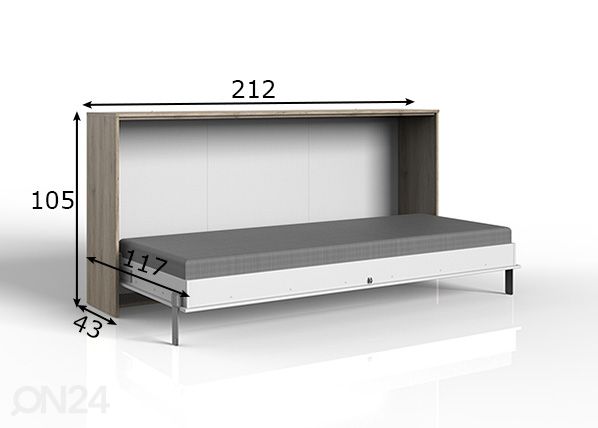 Kaappisänky Juist 90x200 cm mitat