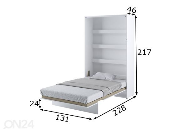 Kaappisänky Lenart BED CONCEPT 120x200 cm mitat