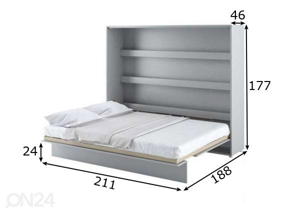 Kaappisänky Lenart BED CONCEPT 160x200 cm mitat