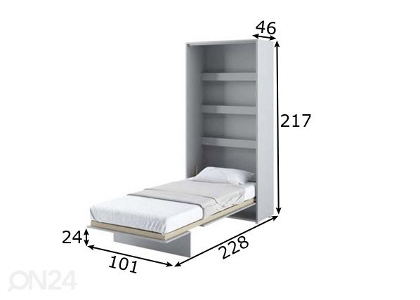 Kaappisänky Lenart BED CONCEPT 90x200 cm mitat