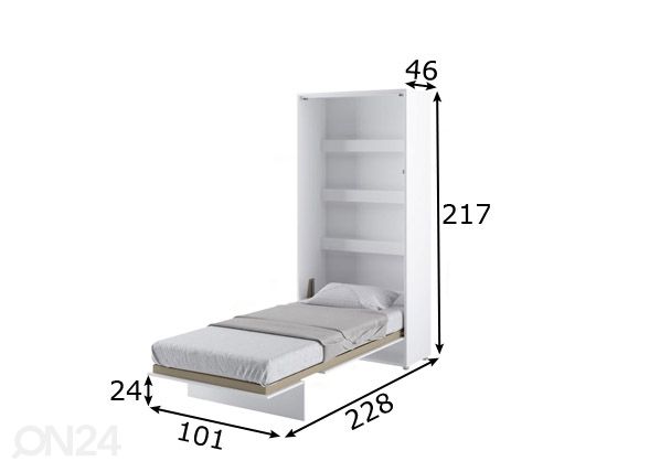 Kaappisänky Lenart BED CONCEPT 90x200 cm mitat