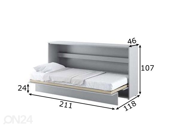 Kaappisänky Lenart BED CONCEPT 90x200 cm mitat
