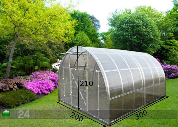 Kaarikasvihuone 4 mm 2x3 m mitat