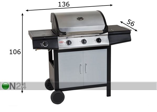 Kaasugrilli BARBEC VISION 3 S mitat