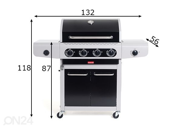Kaasugrilli BARBECOOK SIESTA BLACK 412 mitat