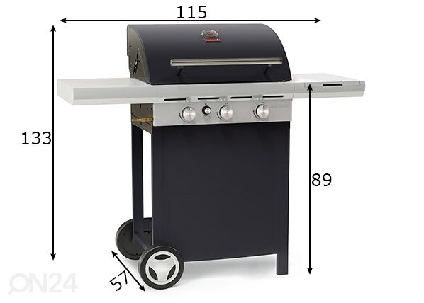 Kaasugrilli Barbecook Spring 3102 mitat