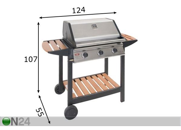 Kaasugrilli FIREPLUS 3TWH mitat