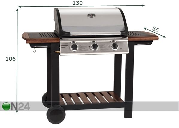 Kaasugrilli FirePlus ORIENT 3 mitat