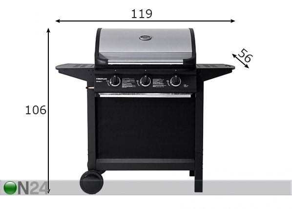 Kaasugrilli FirePlus Serie 3 mitat