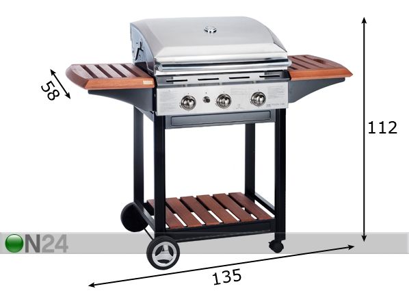 Kaasugrilli FUTUR PYLON 35W mitat