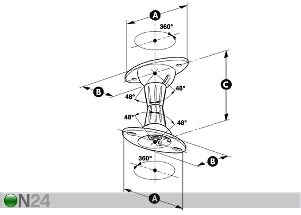 Kaiutinkiinnikkeet, 2 kpl Meliconi, SPACE SYSTEM SOUND 60 mitat