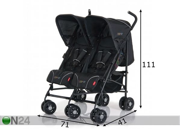 Kaksosrattaat ESPIRIT SUN DUO black mitat