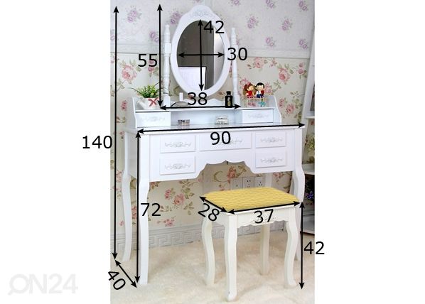 Kampauspöytä mitat