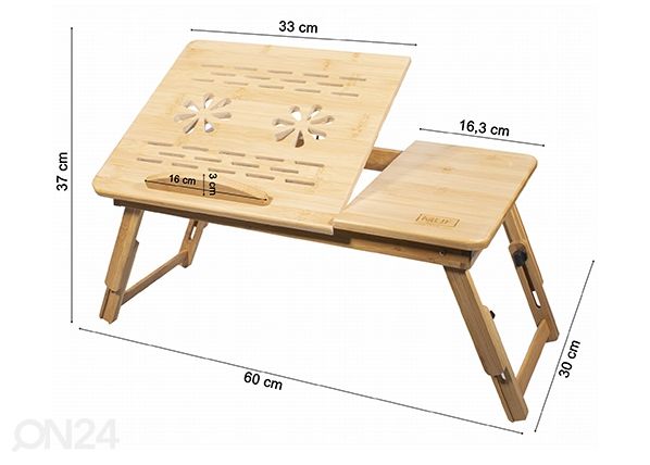 Kannettavan tietokoneen teline, bambu mitat