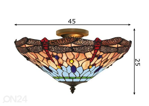 Kattovalaisin Dragonfly Tiffany mitat