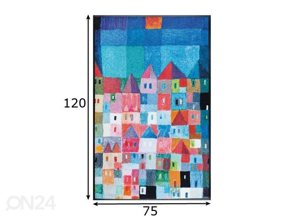 Käytävämatto Colourful Houses 75x120 cm mitat