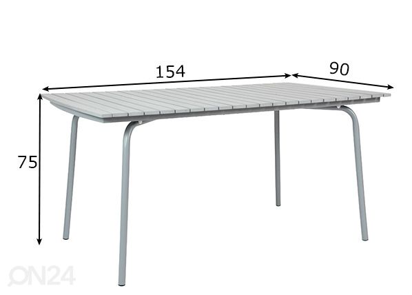 Keinopuinen terassipöytä 154x90 cm mitat