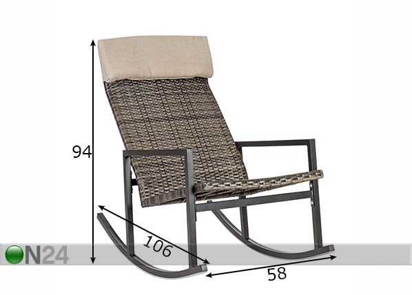 Keinutuoli terassille WICKER mitat