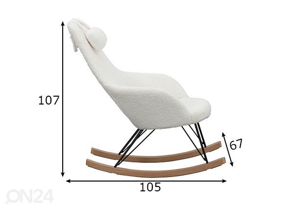 Keinutuoli, valkoinen mitat