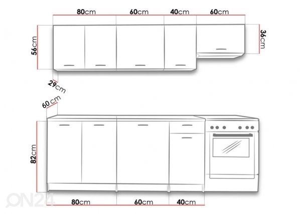 Keittiö 240 cm mitat