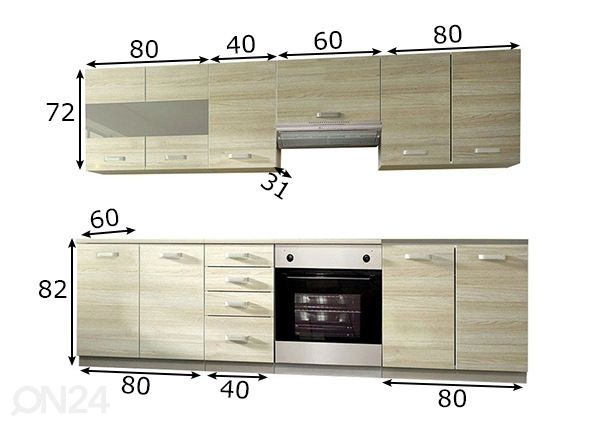 Keittiö 260 cm mitat