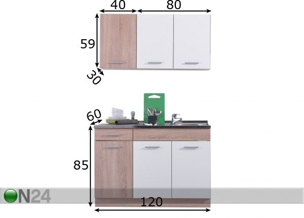 Keittiö INES 120 cm mitat