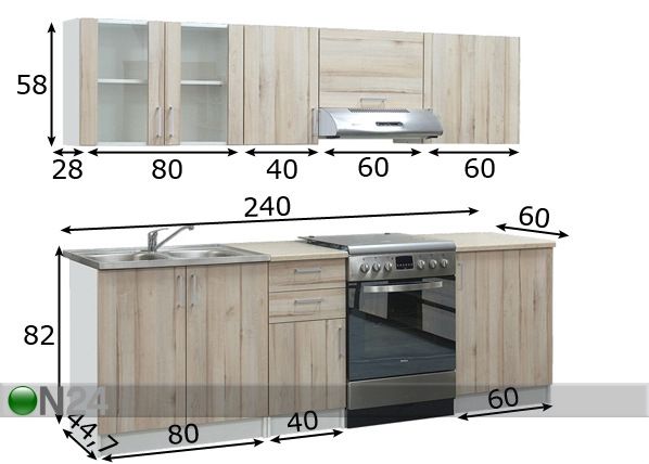 Keittiö ROXI 240 mitat